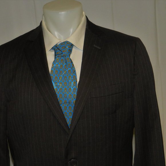 Brooks Brothers 1818 Fitzgerald Estrato Charcoal Stripe Two Button Suit 41R - Picture 6 of 14
